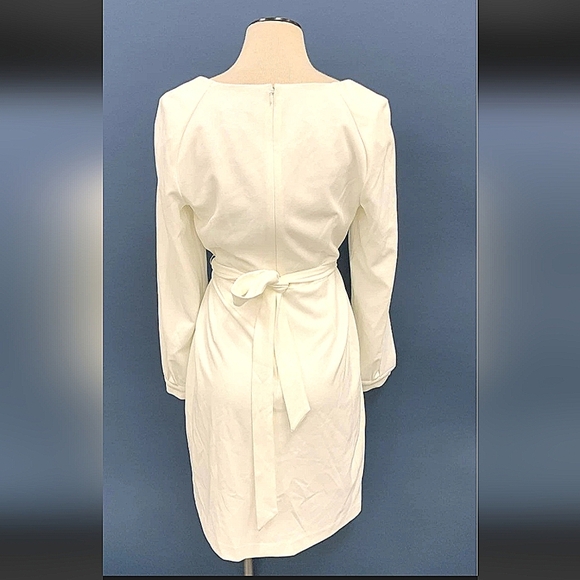 New! Tags!! DKNY White Long Slit Sleeve Dress With Tie Waist Sz 10 - Picture 7 of 12